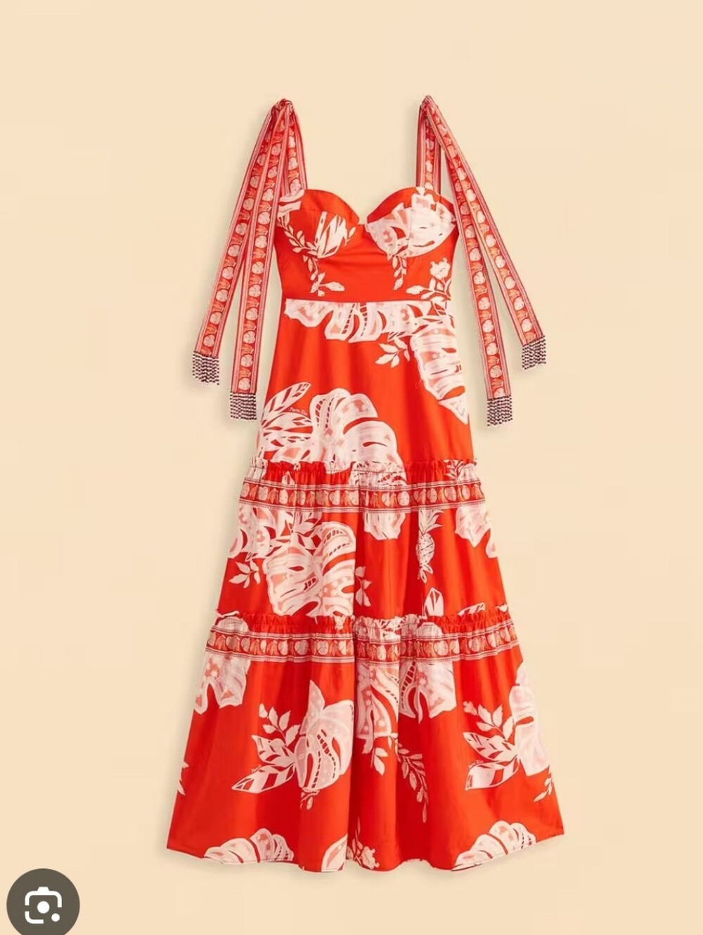 Farm Rio Lace Monstera Red Mididress - Picture 5 of 5